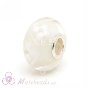 European Lampwork Glass Beads With White Flower
