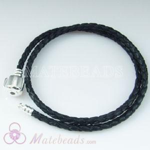 40cm black European leather bracelet