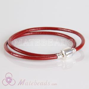 Red slippy leather European style necklace without stamped