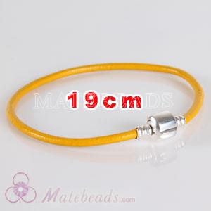 Yellow slippy leather European style bracelet without stamped