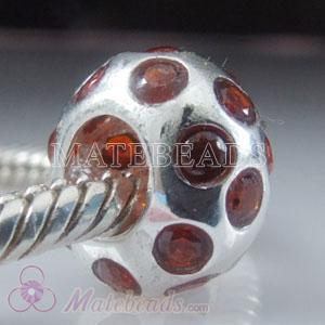 European Silver bead with orange stones