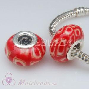 Polymer Clay European style beads with sterling silver double core