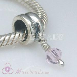 European Birthstone Dangle Beads with purple Austrian crystal