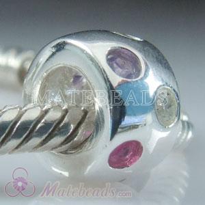 European silver beads colorful stone charms