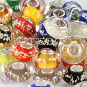 Mix 50 Pcs Different Styles Environmental fluorescent glass beads fit European Largehole Jewelry Bracelet