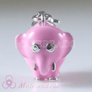 Sterling silver Tscharm Jewelry charms enamel pink elephant