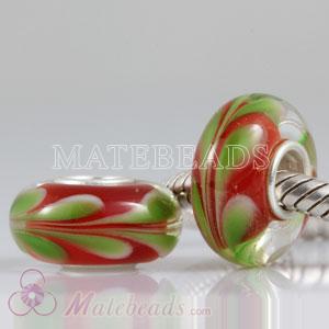 European Green Swirl Lampwork Glass Bead