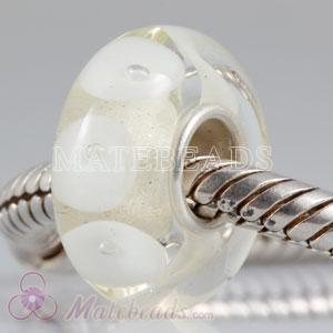 European White Mystic Lampwork Glass Beads