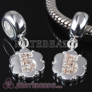 European Number 5 Charm Beads with CZ Stone