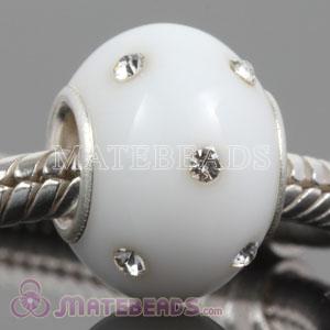Kerastyle white Glass Bead with Crystal