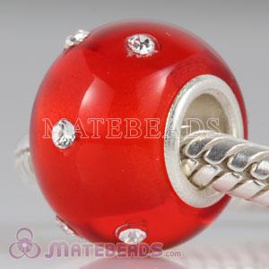 Kerastyle red Glass Bead with Crystal accents