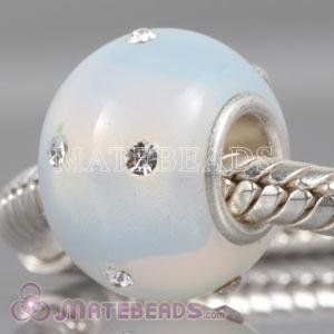 Kerastyle Silver opal Glass Bead with Crystal
