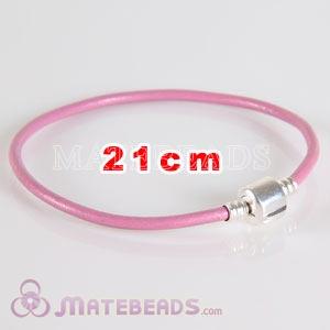 Pink slippy leather European style bracelet without stamped