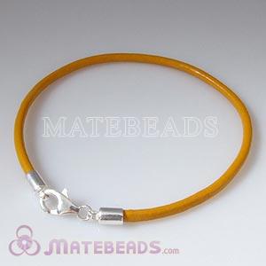 26cm yellow slippy European leather bracelet sterling lobster clasp