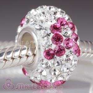 2010 latest Austrian crystal European pink silk ribbon charm beads