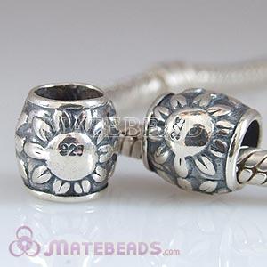 European sterling silver sunflower beads