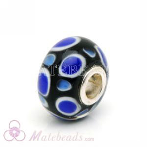 Blue and black Polka Dot Lampwork glass beads