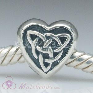 Celtic Triquetra Heart Bead Sterling Silver European Charm fits Italian charms