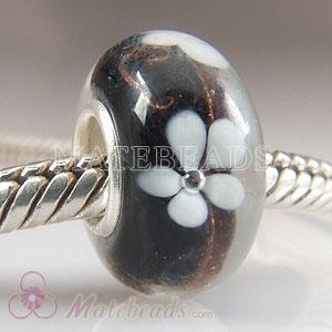 Black Lampwork glass periwinkle beads