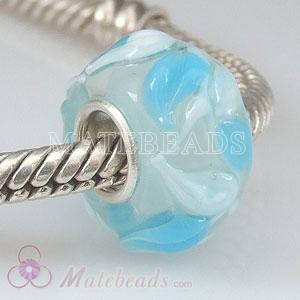 Blue and white leaf glass beads