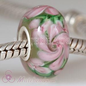 Pink Hawaii Lampwork style Glass beads
