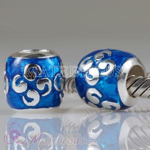 European Sterling Zen Enamel Teal Blue Beads
