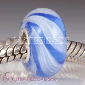 Blue and white striped Lampwork glass beads