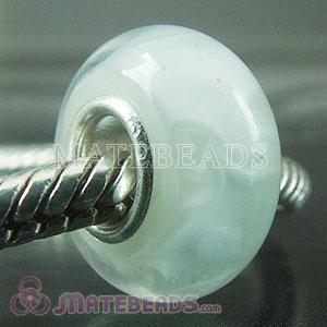 Lampwork glass silver core white beads