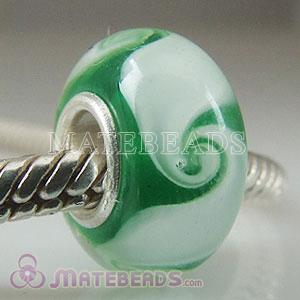 Lampwork Glass green vortex Beads