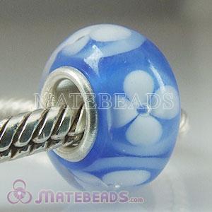 Lampwork blue Glass flower Beads