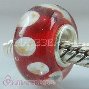 Red Lampwork glass pebbles beads