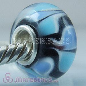 Blue petals Lampwork glass beads