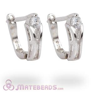925 Sterling Silver Designer CZ Huggie Earrings