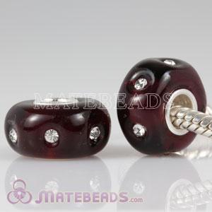 Lampwork Glass Beads with Crystal fit European Lovecharmlinks Jewelry