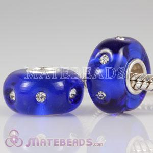 Lampwork Glass Beads with Crystal fit European Lovecharmlinks Jewelry
