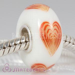 Lampwork Glass Painted Heart Bead fit European Largehole Jewelry Bracelets