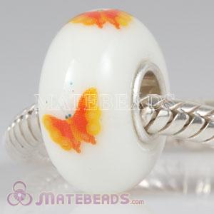 Lampwork Glass Painted Butterfly Bead fit European Largehole Jewelry Bracelets