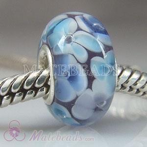 Lampwork glass Blue bouquet bead charms