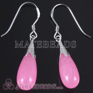 European sterling earrings with Pink Stone