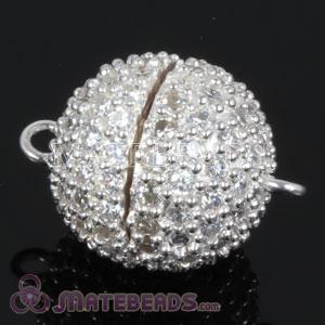 Dia 15mm Sterling Silver Magnetic Round Clasp with CZ Stone