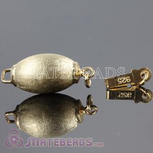 8X20mm 18K Gold Plated Oval Sterling Silver Pearl Fishhook Clasp