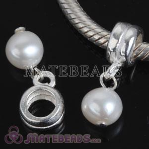 Sterling Silver Bead Dangle 6mm White Freshwater Pearl