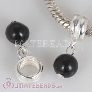 Sterling Silver Bead Dangle 6mm Black Freshwater Pearl