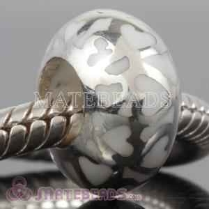Enamel White Love Sterling Silver Beads European Compatible