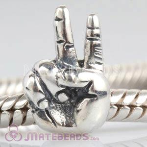 Sterling Silver OHM Peace Sign charm Beads European Compatible
