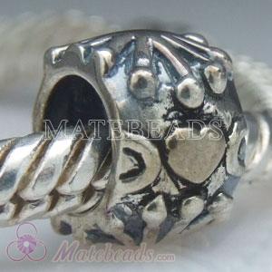 European Love and Hugs Sterling Silver Bead with 14k Gold Hearts