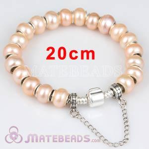 20cm European Style Freshwater Pearl Sterling Silver Bracelet with Safety Chain
