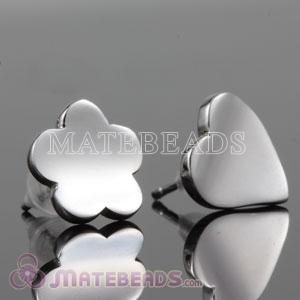 925 Sterling Silver Heart and Flower Stud Earrings