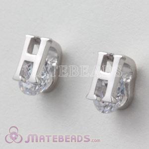 925 Sterling Silver CZ Letter H Stud Earrings