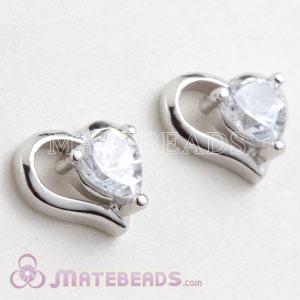 925 Sterling Silver Fashion Heart with CZ Stud Earrings